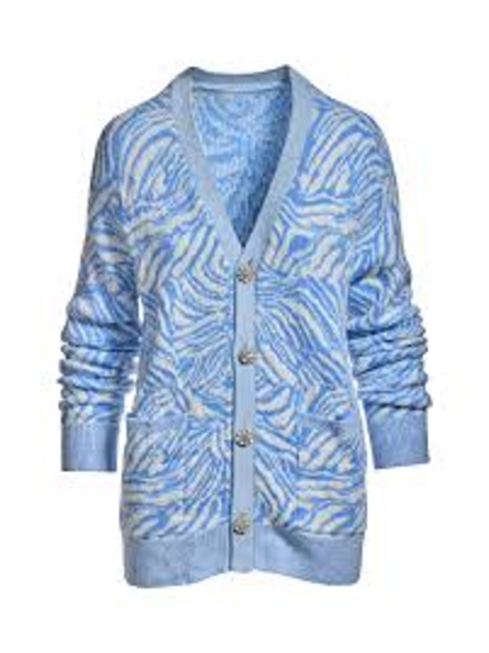 Boston proper Printed Button-Up Boyfriend Cardigan in the Zebra Lines print L